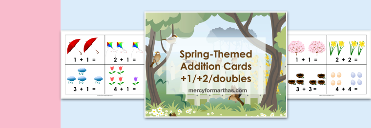 Spring-Themed Picture Addition Cards