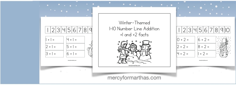 Winter-themed Number Line Addition