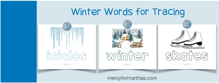 Winter Words for Tracing
